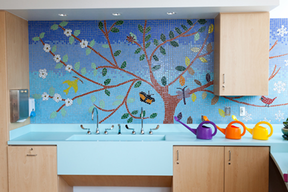 the four seasons of healing glass tile mosaic